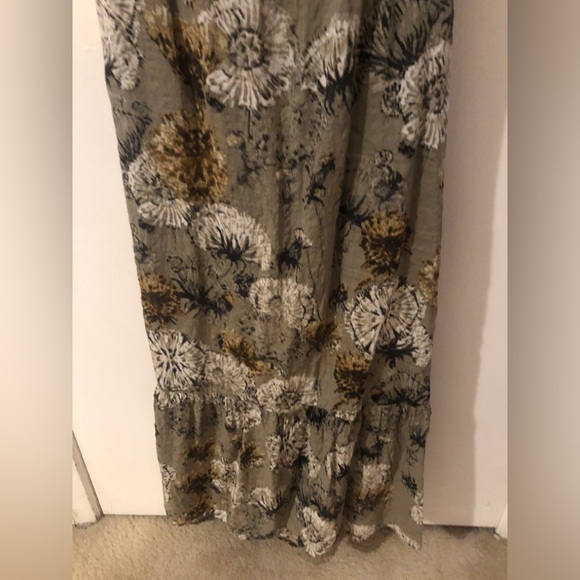 NWT Sage Green Floral Boho Maxi Flowy Cotton Dress sleeveless and back tie - Picture 5 of 12